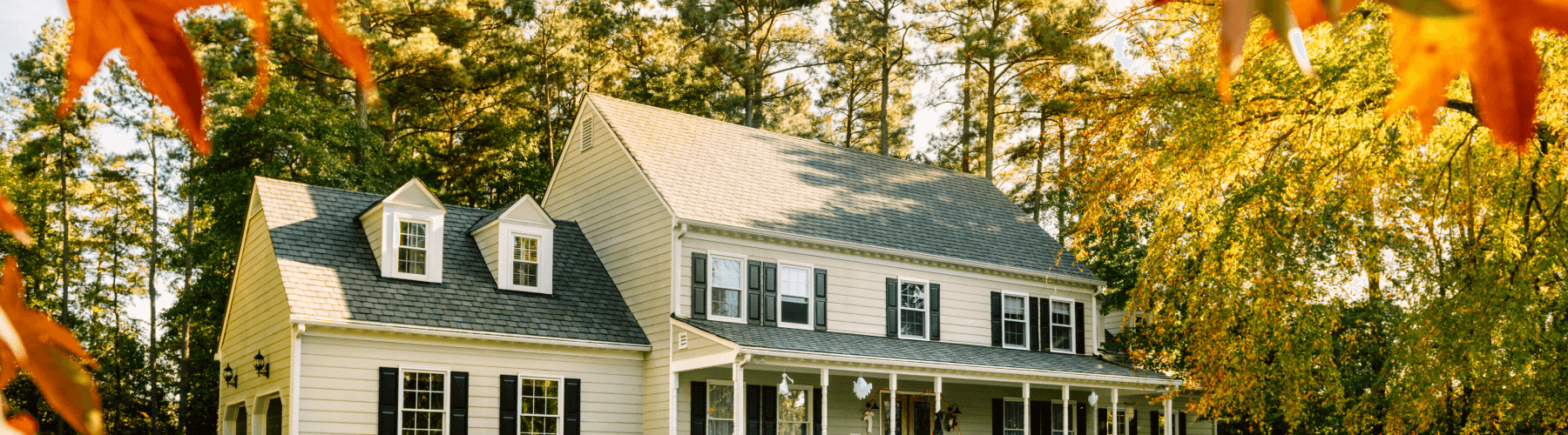 House with trees turning to fall leaves